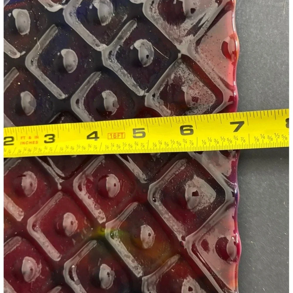 Ruby Red Fused Art Glass Plate Platter Handmade Unsigned 12.5